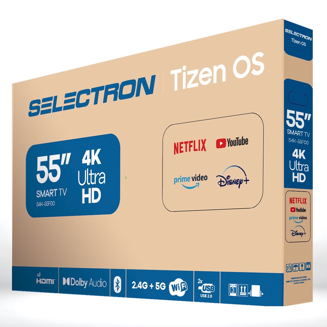 Televisor Selectron S4K-55F00 | Tizen OS | 55" | 4K | HDMI | USB | Wi-Fi | Bluetooth | DVB-T