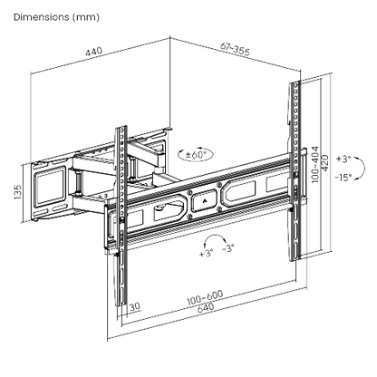 Soporte para Televisor Selectron TVB-3780FM | 37'' a 80'' | 40kg