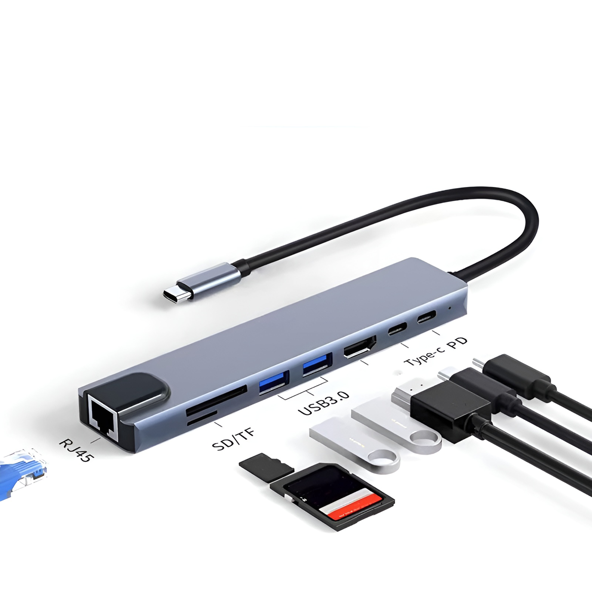 Hub USB Multipuertos Selectron OTK-UH8H1-01 | 8 en 1