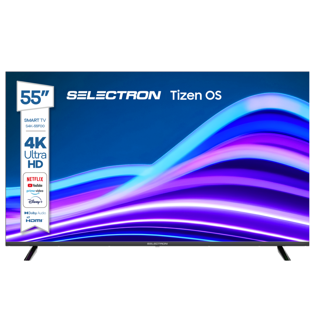 Televisor Selectron S4K-55F00 | Tizen OS | 55" | 4K | HDMI | USB | Wi-Fi | Bluetooth | DVB-T