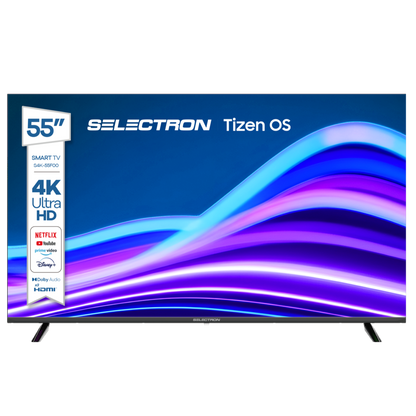 Televisor Selectron S4K-55F00 | Tizen OS | 55" | 4K | HDMI | USB | Wi-Fi | Bluetooth | DVB-T