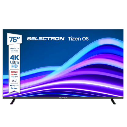 Televisor Selectron S4K-75F00 | Tizen OS | 75" | 4K | HDMI | USB | Wi-Fi | Bluetooth | DVB-T