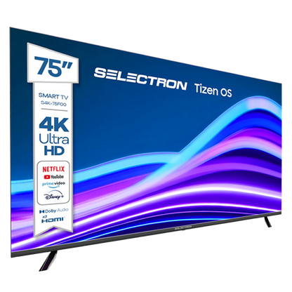 Televisor Selectron S4K-75F00 | Tizen OS | 75" | 4K | HDMI | USB | Wi-Fi | Bluetooth | DVB-T