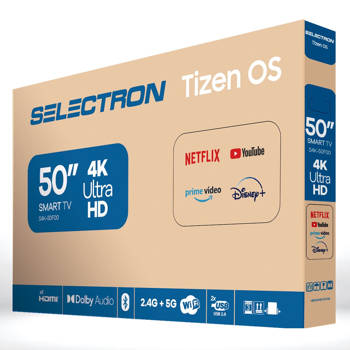Televisor Selectron S4K-50F00 | Tizen OS | 50" | 4K | HDMI | USB | Wi-Fi | Bluetooth | DVB-T